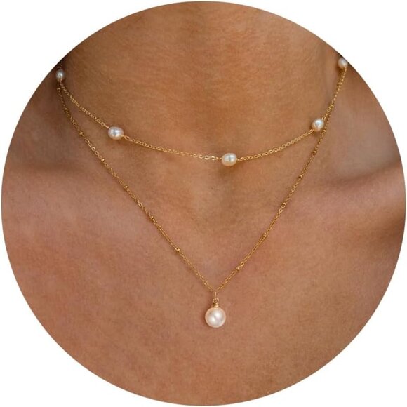 ⚡Pearl Necklace for Women 14K Gold-platedWhite Gold-plated Dainty special - Picture 1 of 7